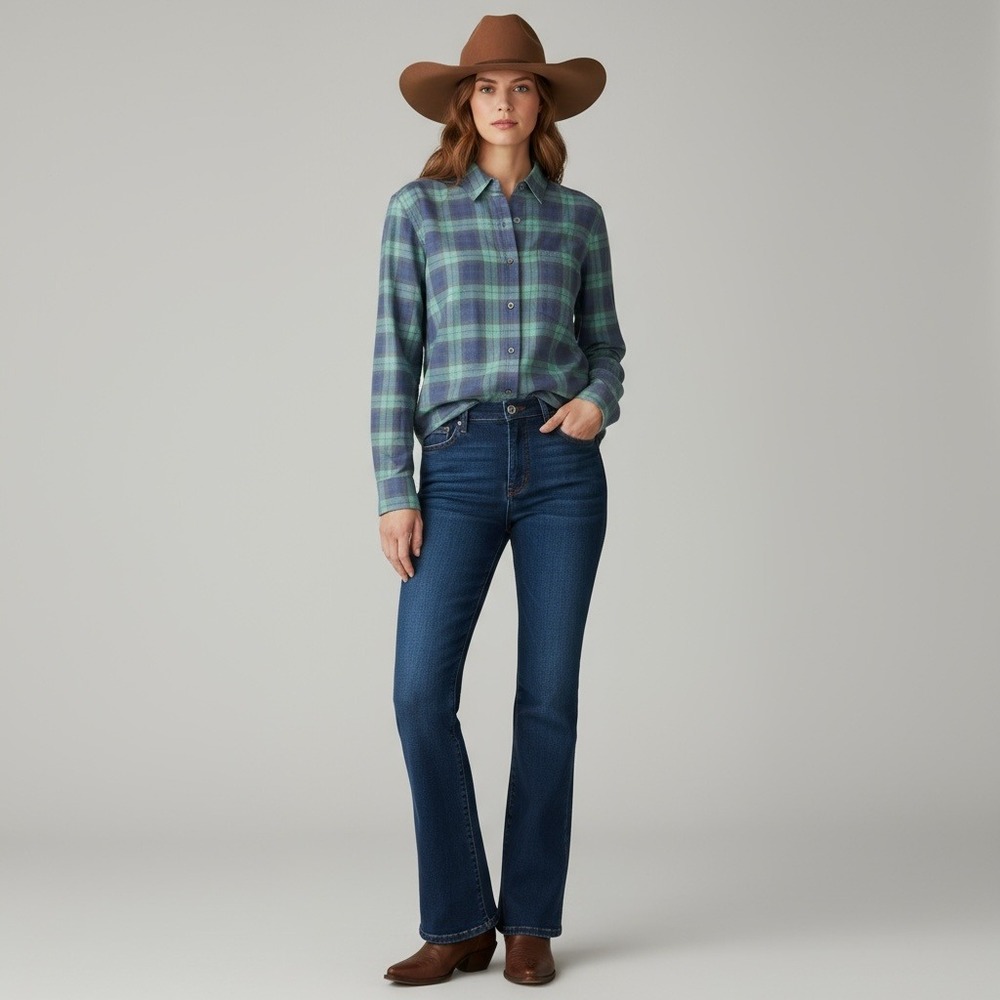 UNTUCKit Grenache Blue Green Plaid Button Up Size 18 Regular‎ Long Sleeve Casual